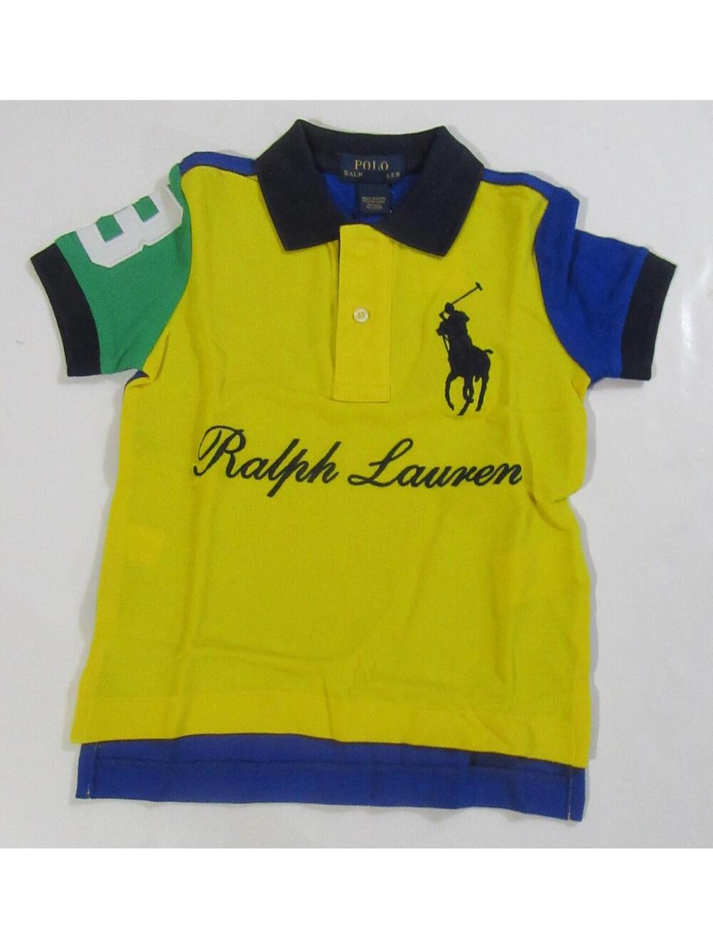 Polo Ralph Lauren Boys Big Pony Short Sleeve Shirt Yellow Multicolor Size 2 / 2T